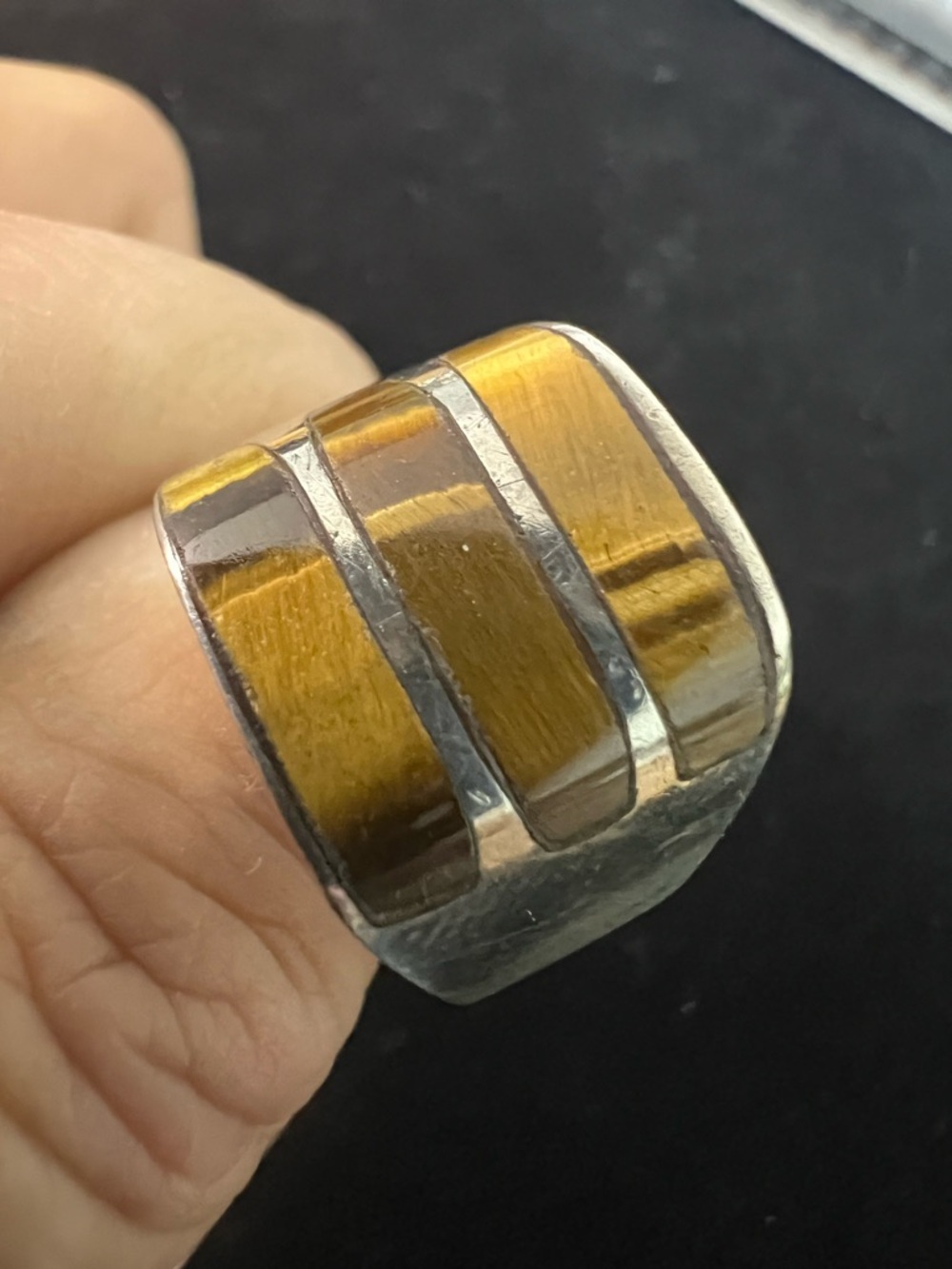 TAXCO 925 STERLING SILVER TIGERS EYE INLAY RING. SOLID - Picture 6 of 8